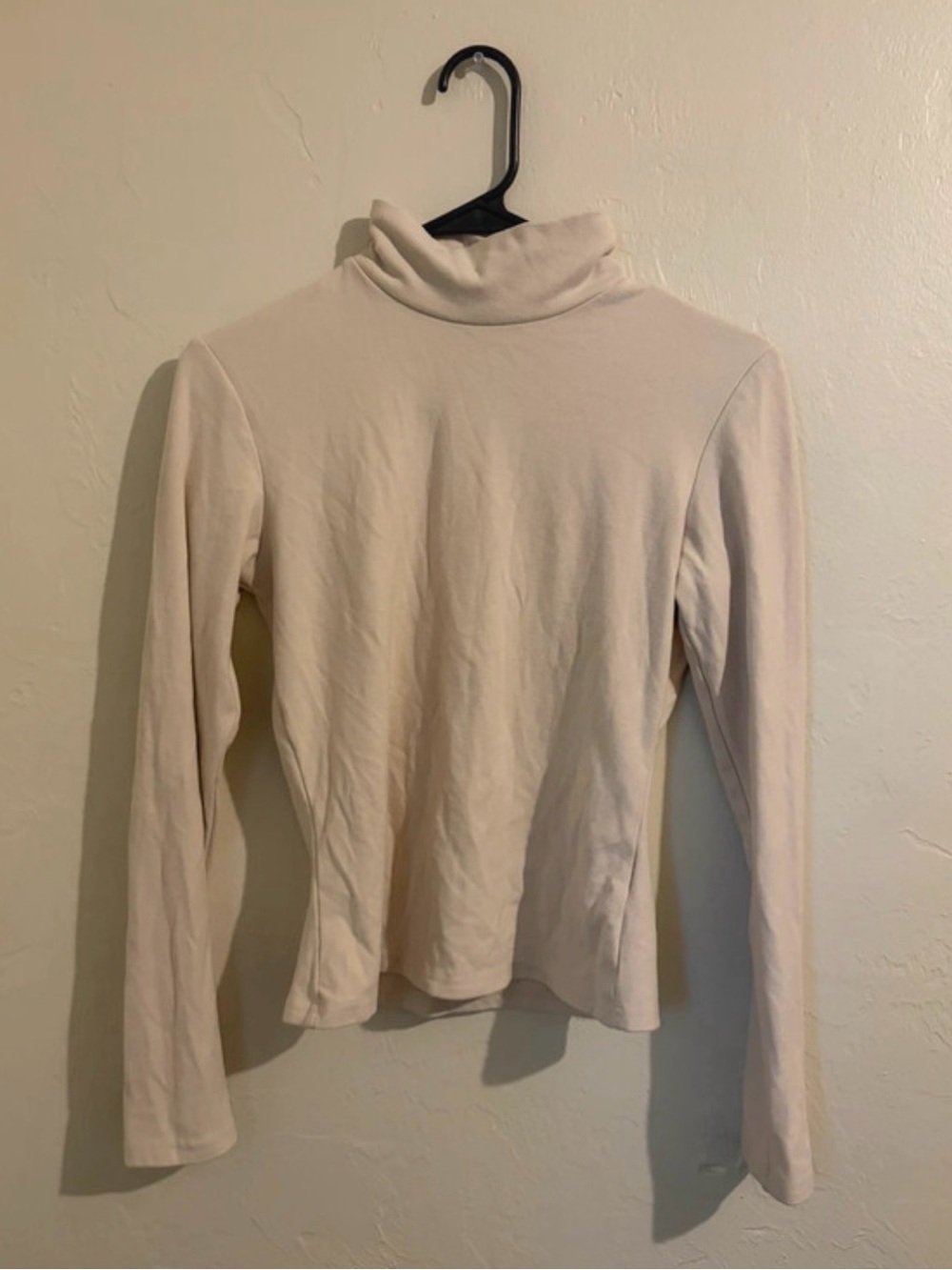 Women's Cream Turtleneck Long-Sleeve Tee